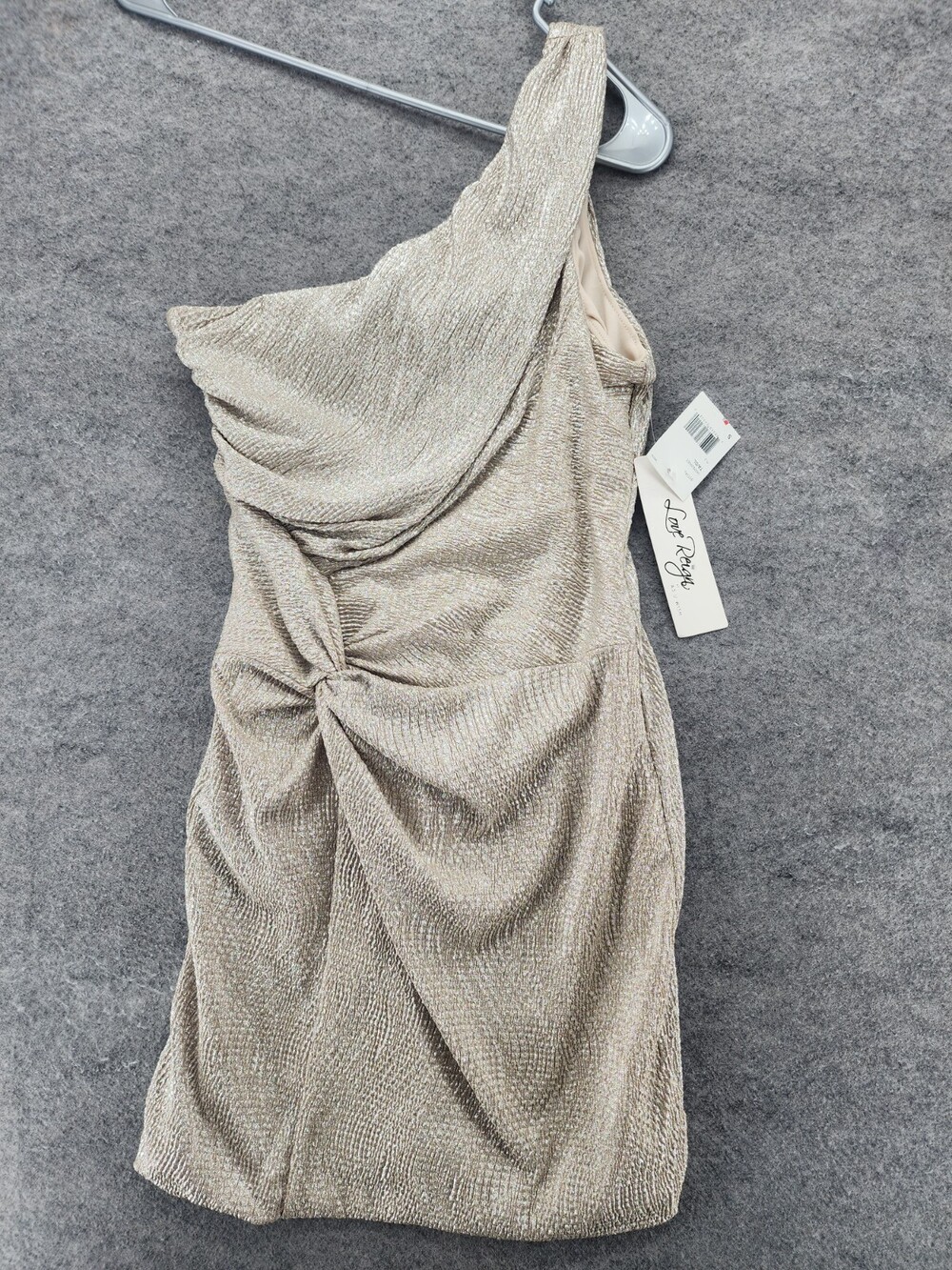 Love Reign As U Wish Dress Womens Small One Shoulder Silver Mini